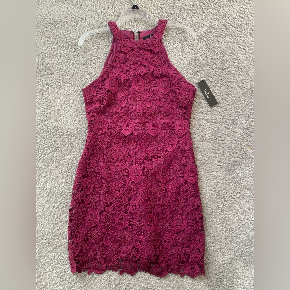Lulus size medium floral formal dress in maroon- brand new